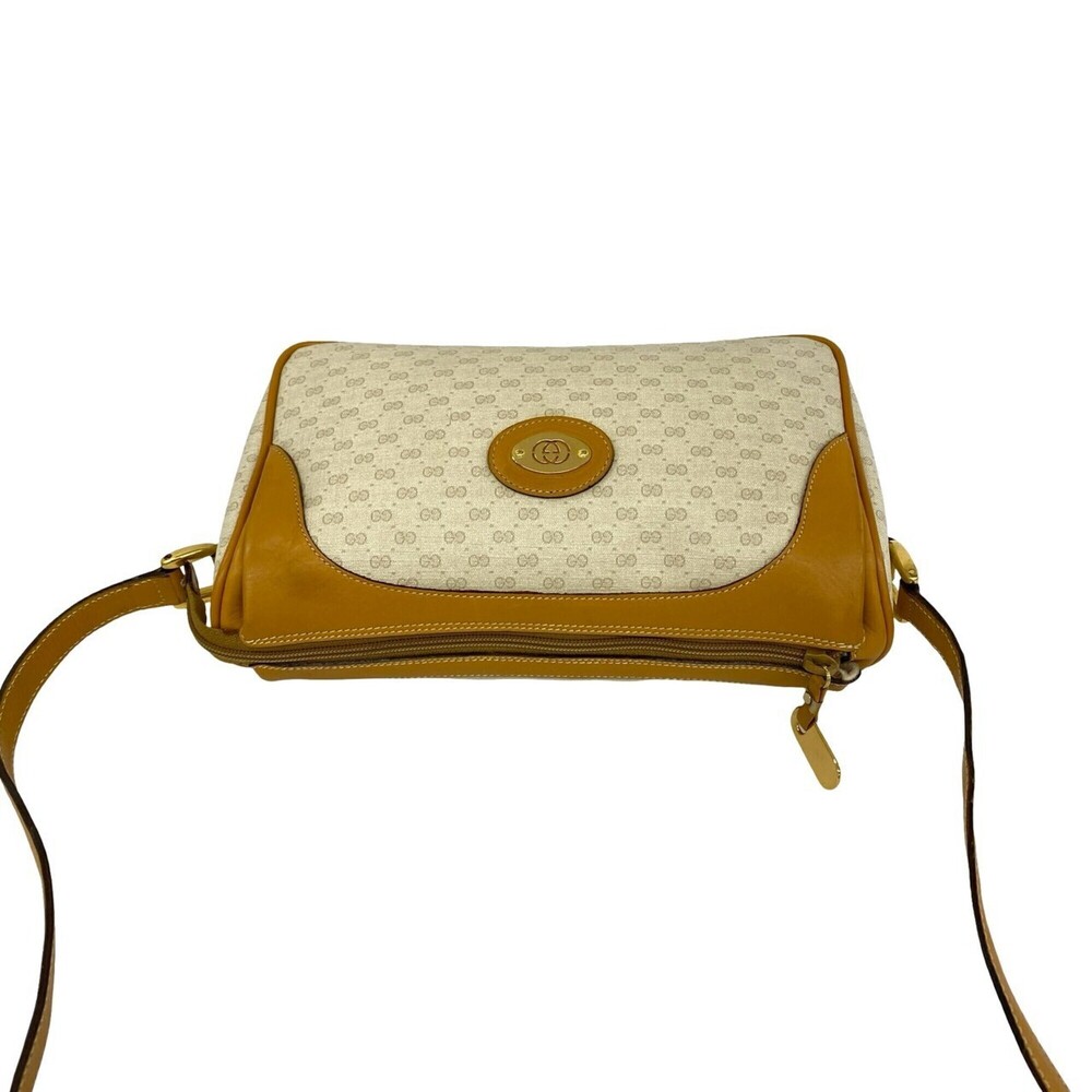 GUCCI Old Gucci Micro GG Logo Pattern Leather Shoulder Bag with Hardware, Cam... - Picture 4 of 9